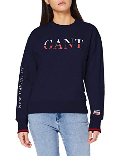 Preisvergleich Produktbild GANT Damen D1. Graphic C-Neck Sweat Sweatshirt, Classic Blue, L