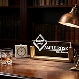 Custom Business Logo Desk Name Plate With Wooden Base, Lighted Acrylic Nameplate, Personalized Company Brand LED Night Light Office Accessories Wood Acrylic Sign Decor Gift(A5)