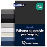 Dreamzie - Sabana Bajera 140x200 cm Algodon Elastica Confort Premium - Altura 40 cm para Colchones Gruesos o Boxspring - Certificado Oeko-Tex - Gris Oscuro