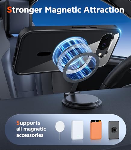 Image of FNTCASE for Google Pixel 10a Case: Magnetic Military Grade Drop Protection with Screen Protector Anti Yellowing Cell Phone Cover - Rugged Shockproof Protective Bumper Transparent Cases(B-Black)