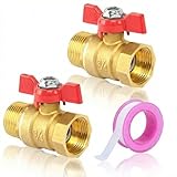 Kontazmi 2 Stück Messing Kugelhahn 3/4 Zoll IG/AG Absperrventil mit Rotem Flügelgriff und Inkl PTFE-Dichtband DN20 PN16 300WOGFür Wasserleitung und Sanitärinstallation