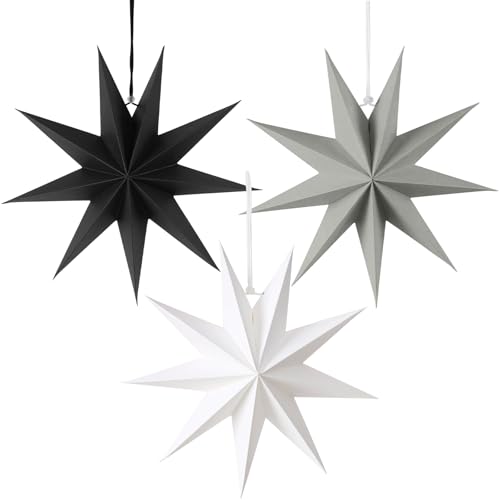HOVIBU 3 Stück Papiersterne Weihnachten, Weihnachts Faltstern 30cm x...