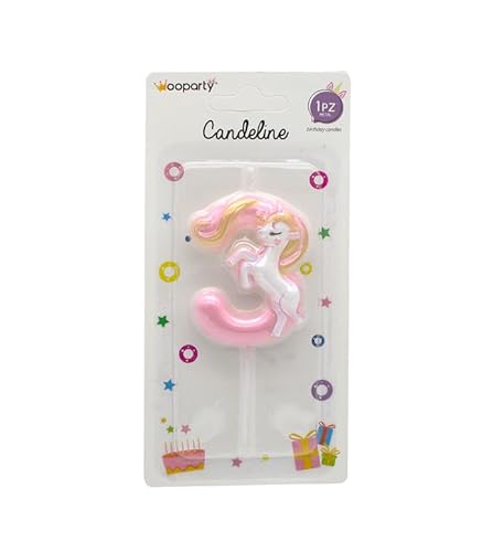 Bougie Licorne No.3 couleur rose 11cm Rose
