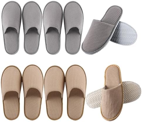 Slippers for Guest, 6 Pairs Washable Reusable House Shoes, Hotel Indoor Slippers, For Bedroom, Home, Hotel, Bridal Slippers (Brown)