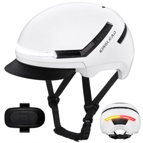 KINGLEAD Fahrradhelm Damen Herren Erwachsene mit Licht, Blinker & Sonnenblende, Fahrrad Helm für Frauen & Männer mit Rücklicht… – Ansicht 1