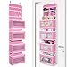 Heavy Duty Over Door Organizer, Wall Mount Hanging Organizer Storage with 4 Large Capacity Pockets, Closet Bathroom Nursery Bedroom Dorm, Toys Cosmetics Sundries and Baby Essentials, Pink