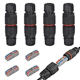 4Pcs 2-pin Wire Connectors Low Voltage Wire Connector Outdoor Electrical Box Waterproof IP68 Quick Splice Wire Terminals Suitable for Low Voltage Landscape Wire(Waterproof up to 4 Meters)