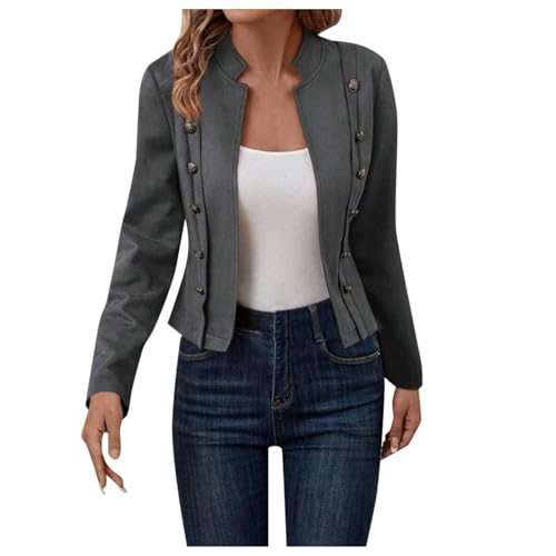 Genérico Chaqueta Chubasquero Mujer - Chaqueta De Gamuza De Color Liso con Doble Botonadura Estilo para Hombre Ropa De Abrigo De Manga Larga
