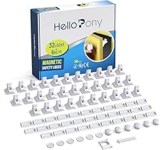 Upgraded Magnetic Cabinet Locks (32Locks and 6 Keys) Baby Proofing Magnetic Safety Locks with strong Adhesive, One Minute F…