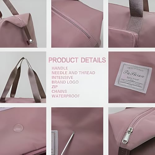 Image of Expandable 41L Travel Duffle Bag for Women - Wheeled Foldable Luggage with Handle, Large Rolling Handbag for Personal Items, Weekend Trips, Gym & Cabin Carry-On Travel Companion ((Pink)-01.)