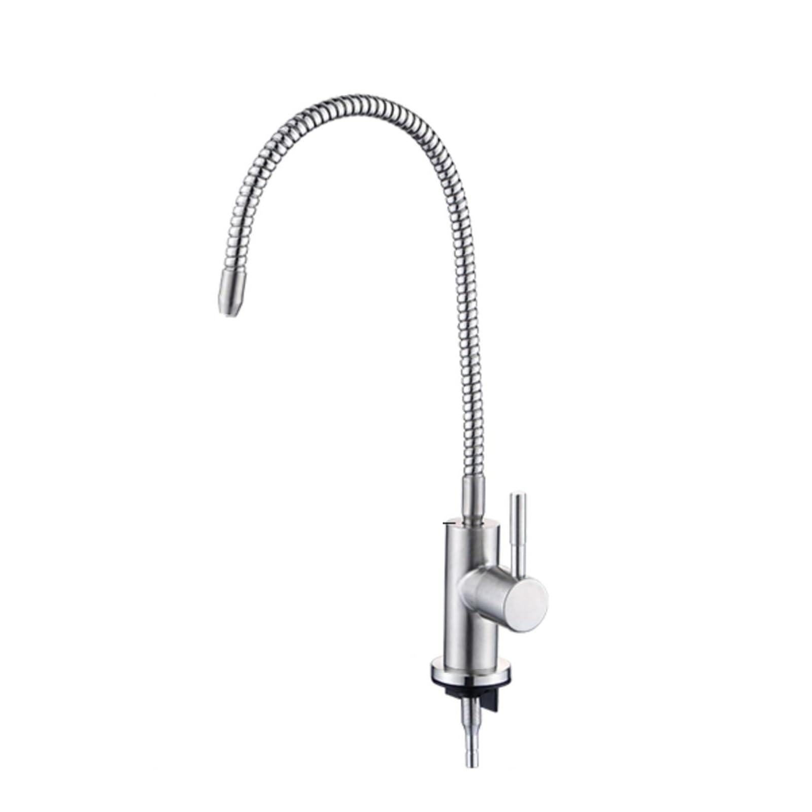 Robinet eau filtrée cuisine mitigeur évier pivotant acier inoxydable brossé double sortie