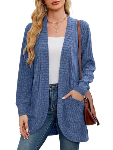 Image of BELAROI Women Plus Size Cardigan Sweater Fall Outfit | Open front long cardigan, lightweight sweater, versatile layering tops for fall winter, daily wear, outdoor, office clothes