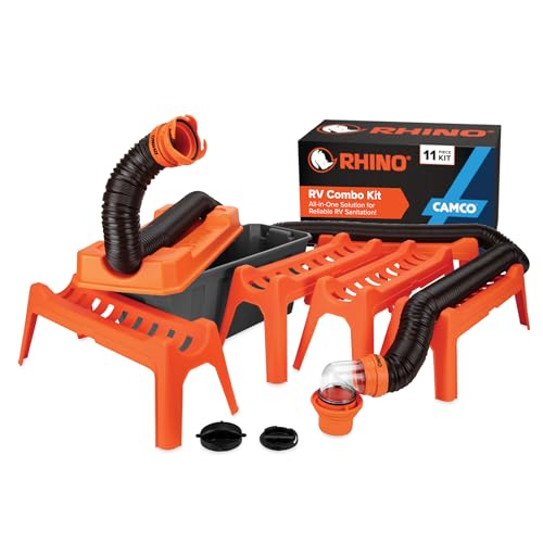 Top 10 Best Rv Sewer Hoses for Effortless Waste Management 6 Camco Rhino Ultimate 20' RV Sewer Hose Kit — All-in-One Sewer Hose Solution — 11-Piece Combo Kit Includes Storage Box for Nesting Support & Camper Organization (43075)