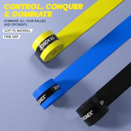 Image of Konex Badminton & Tennis Racket Grip Tape (Pack of 3) | Multicolor Anti-Slip Overgrip | Durable, Moisture-Wicking & Strong Cushion Grip | Ideal for All Sports Rackets
