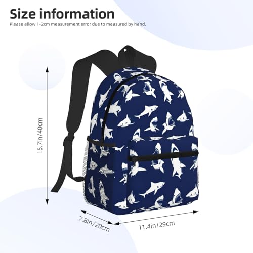Sac à dos de voyage polyvalent noir One Size imprimé requin rigolo