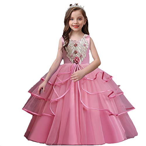Ropa retro rosa de niña para eventos formales y damas de honor de 4 años