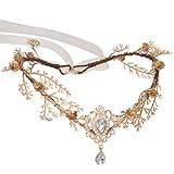 SWEETV Handmade Fairy Flower Crown Elf Floral Headpiece Forest Headband Elven Circlet Woodland tiara Costume Jewelry for Women Girls Wedding Cosplay Party Halloween