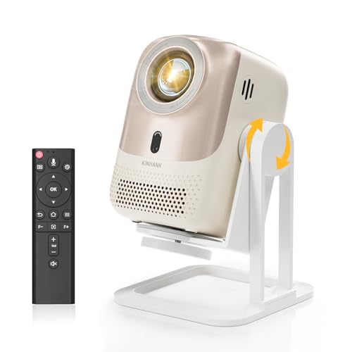 Mini Projecteur 4K 1080p Full HD, Android OS, Smart Vidéoprojecteur Rotatif 360°, 450ANSI, WiFi6/BT5.2, Autofocus& Auto Keystone, Vidéoprojecteur Portable pour Home Theater/Outdoor Best Gift