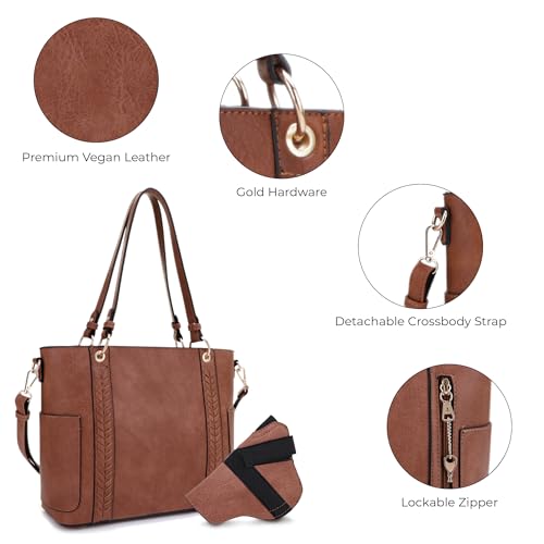 Image of JESSIE & JAMES | Austin Whipstitching Concealed Carry Tote Bag with Lock and Key, Top Handle CCW Purse | Whipstitching, Concealed Carry, with Lock and Key, Top Handle, CCW
