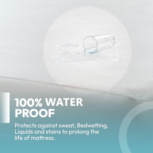 Image of PlushDeluxe California King Premium Mattress Encasement - Zippered Waterproof, Bedbug Proof Design, 6-Sided Protection - Hypoallergenic Cotton Terry Fabric 12-15 inch Depth