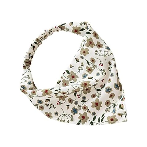 ABinCHAOBang Floral Head Kerchief Elastic Chiffon Hair Bandana Fashion Triangle Hair Scarf for Women Girls Ladies Cover