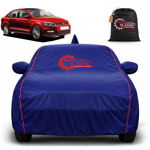 Image of Car Cover for Volkswagen Vento 2017-2026 | 100% Waterproof Heavy-Duty 3-Layer Car Body Cover | All-Weather Rain, UV, Sun & Dust Protection | Custom Fit | Mirror & Antenna Pockets | Navy Blue