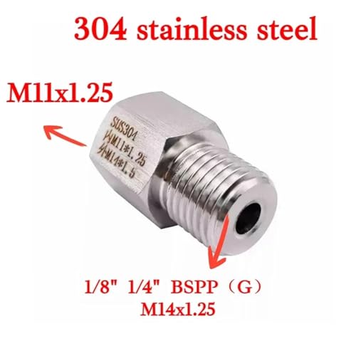 Reductor hexagonal M14x1.5 de acero inoxidable para alta presión BSPP 4