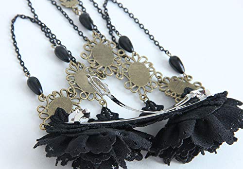 Tanqiang Gothic Vintage Black Lace Rose Flower Hair Clip thumb #4