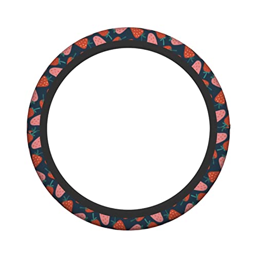 Strawberry Steering Wheel Cover Protector Car Accessories For Women Men 15 Inch Auto Universal Non-Slip Interior Decor #TOP1