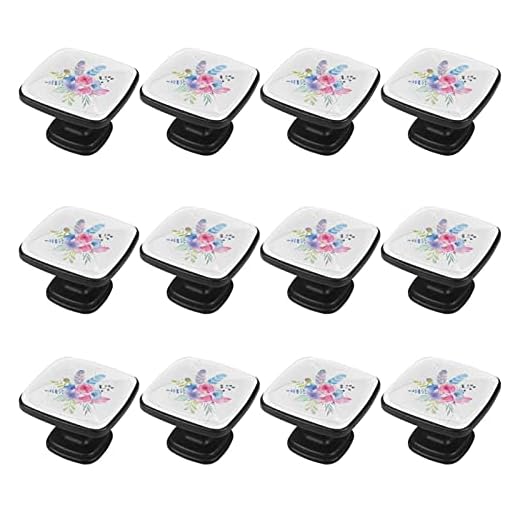 12-pack 3 cm kristallglas + ABS för gör-det-själv projekt kök vardagsrum möbler dekoration, akvarell handmålad blombukett