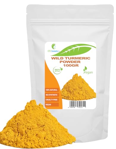 Poudre de curcuma sauvage - 100 gr - | Poudre de curcuma Kasturi | Curcuma Aromatica - Masque visage, peau naturellement éclatante et d'apparence jeune.