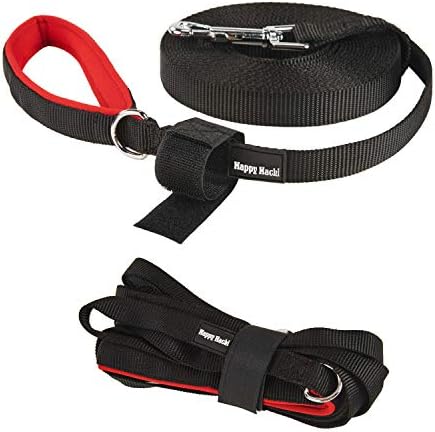 Lampop Heavy Duty Strong Dog Training Lead Leash Long Line Nylon Lead with Soft Padded Handle for Large, Extra Large, Medium Dogs Training, Running,Tracking, Camping, or Backyard (M,10m/33ft, Black)