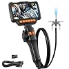 Articulating Borescope Camera, 8mm Borescope Endoscope with 5" IPS Screen, 1080P HD, 4.9FT Gooseneck Cable, IP67 Waterproof Snake Cameras with 8 Lights for Automotive, Plumbing