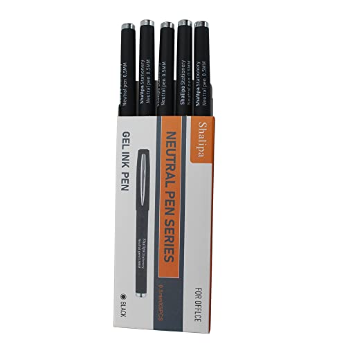 Shalipa Liquid Ink Rollerball Pens 5 Pack Black Roller Ball Pen 0.5Mm Ball Pen Writing Pen For Students' Office (Silver) #TOP4