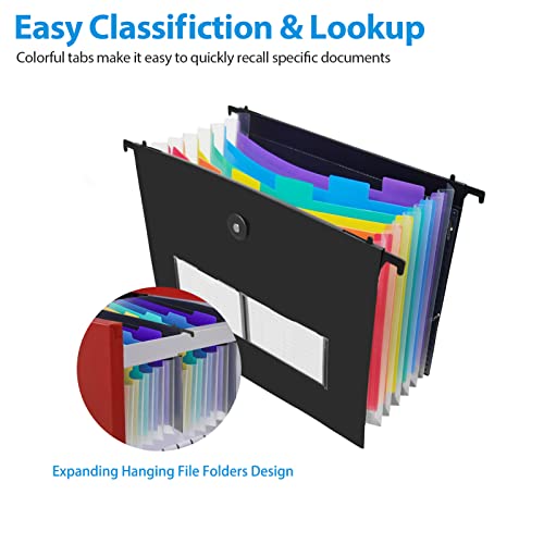 Ikaufen 4 Pack Expanding Hanging File Folders, 7 Pockets Accordian File Organizer For Document Bill, Large Capacity, Multi-Color Tabs, Letter Size For Filing Cabinet #TOP1