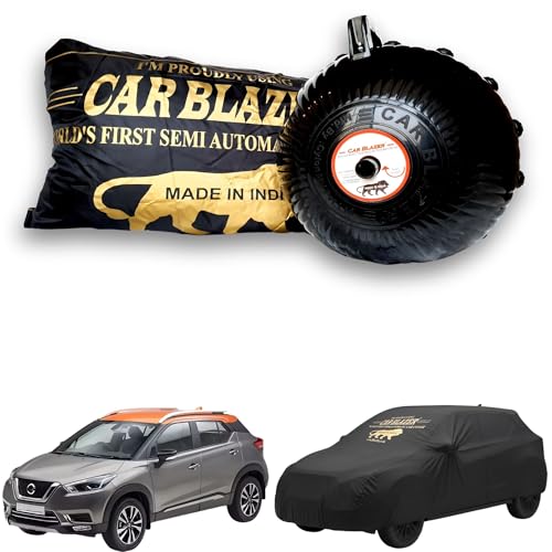 Image of CARBLAZER Portable & Semi-Automatic Full Body Car Covers: Heavy Duty Device| Anti-Theft| Dust & Scratch Proof | Water & Wind Resistant|Custom Fit| Dual-Side Cover, Compatible for Nissan Kicks