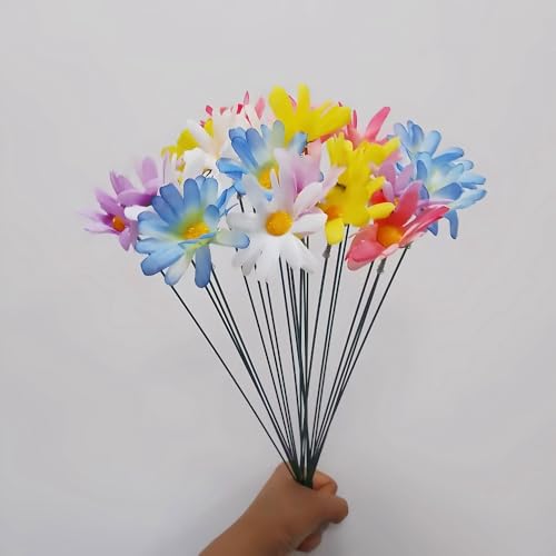 20 Pcs Daisy Flower Garden Stakes Decor,Decorative Stakes for Patio Garden,5 Colors Daisy Flower Garden Stakes for Lawn,Yard, Flower Pot & Indoor Plants Decorations