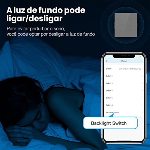 MIUCDA Interruptor Inteligente 4x4 6 Botões Wi-fi RF 433Mhz Touch Screen Compatível Com Alexa Google