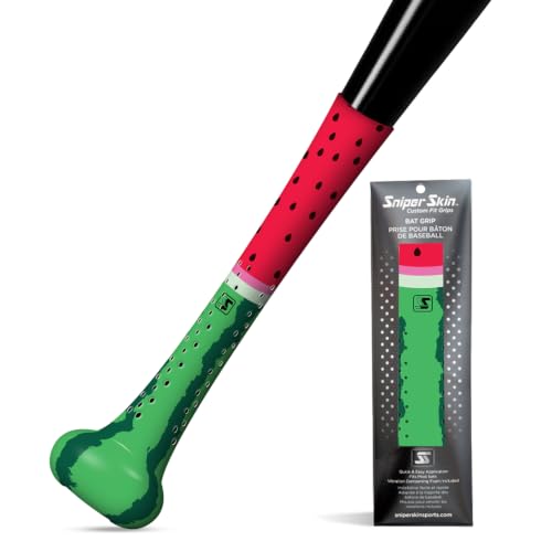 SNIPER SKIN Baseball & Softball Bat Grip - Replacement Bat Grip Wrap - Easy Install, Strong, Waterproof, Tacked for Performance - Watermelon Smash