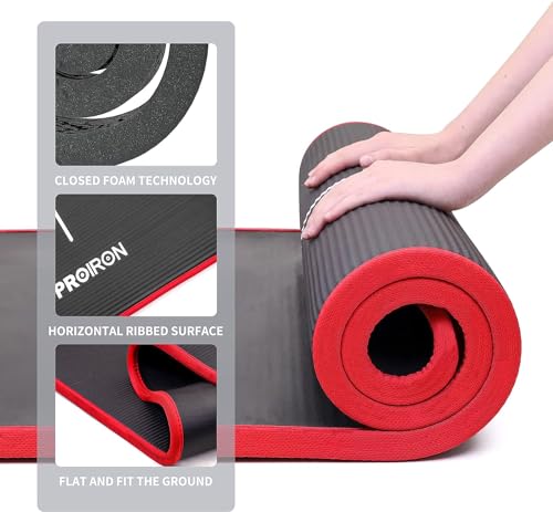 PROIRON Yoga Mat Thick 10/15MM - NBR Yoga Matt Exercise Fitness Foam Large Padded High Density for Pilates, Stretching, Home Gym Workout for Men Women with Free Carry Strap - Image 4