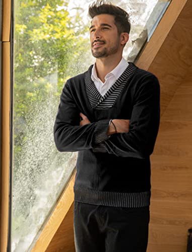 COOFANDY Men Casual Knitted Sweaters Shawl Collar Dress Sweater Long Sleeve V-Neck Pullover Tops2