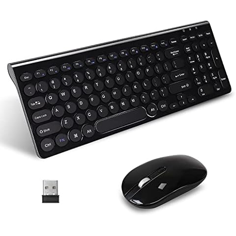 LeadsaiL Wireless Keyboard and Mouse Set, Ergonomic USB Computer Keyboard and Silent Wireless Mouse Combo, Slim Compact QWERTY UK Layout Keyboard for Windows Laptop PC Desktop/Mac OS Cover