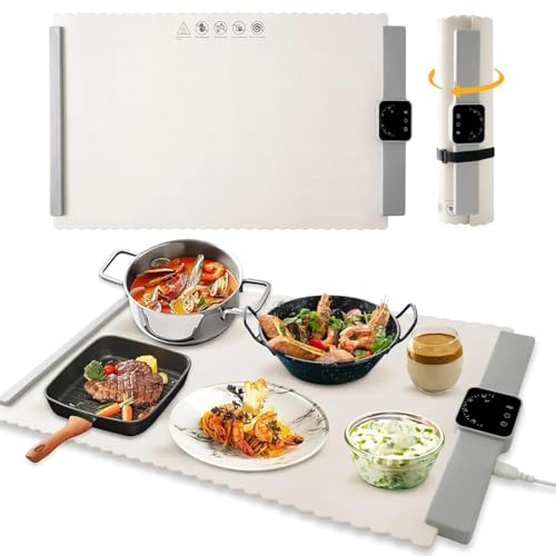 Enem Food Warmer Electric, Heat Pad with 4 Adjustable Temperature Levels, 1 Year Warranty & Full Customer Support from Enem, Food Warmer, Food Warming Mat, 62 * 39 cm