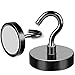 MIKEDE Magnetic Hooks Heavy Duty, 110Lbs Black Strong Neodymium Earth Magnets with Hooks for Hanging, Strength Industrial Magnet Hooks for Cruise Cabin, Toolbox, Grill and Storage - Pack of 10