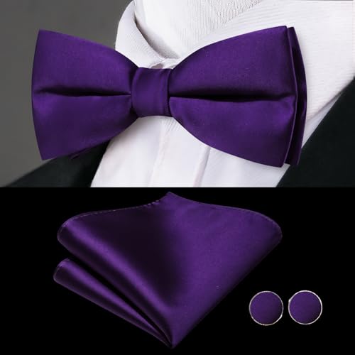 Image of Dubulle Mens Cummerbund and Bow Tie Set Paisley Floral Pretied Bowties for Men Pocket Square Cufflinks Wedding Business