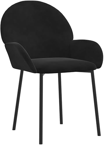 Miniatura 4 de Sillas de Comedor Juego de 2 sillas de comedor de terciopelo negro, sillas de cocina modernas para mesa de comedor, cómodos asientos de sala de