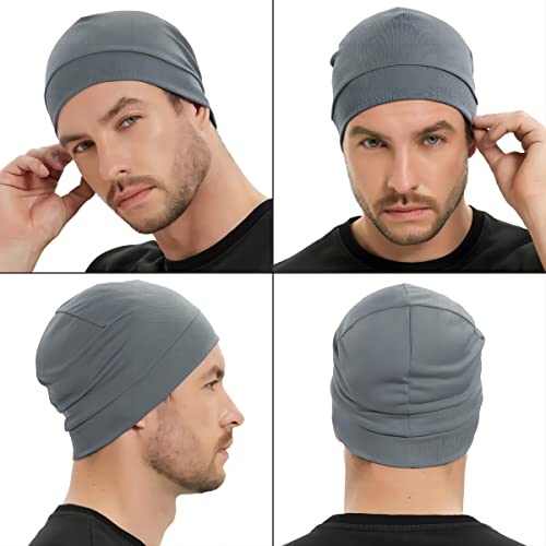 Headshion Cooling Skull Caps For Men Women,2-Pack Helmet Liner Thin Lightweight Beanie For Cycling Black & Grey #TOP5