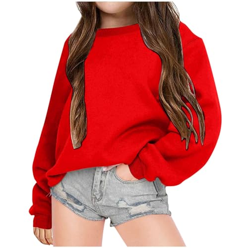 LRMQS Girls Casual Crewneck Sweatshirts Cute Long Sleeve Shirts Pullover Preppy Trendy Oversized Tween Girl Clothes Tops
