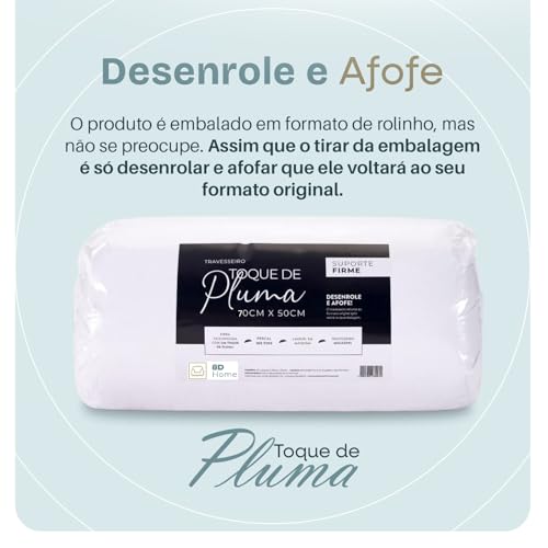 Kit 2 Travesseiros Toque de Pluma Percal 180 Fios – 50x70 cm | Lavável, Antiácaro, Antialérgico, Sup