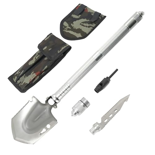HFS(R) Folding Shovel Multi-Functional Camping Survival Tool with Carrying Bag for Digging, Trenching, Hiking, Gardening, Emergency, Outdoor Activities